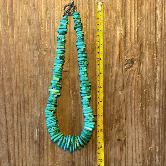 Turquoise-colored Nugget Slab Heishi Statement Necklace - Picture 12 of 12